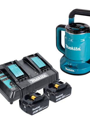 Makita DKT 360 CT2 Bouilloire sans fil 36 V ( 2x 18 V ) 0,8 L + 2x batterie 5,0 Ah + chargeur double