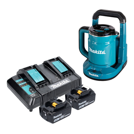 Makita DKT 360 CT2 Bouilloire sans fil 36 V ( 2x 18 V ) 0,8 L + 2x batterie 5,0 Ah + chargeur double