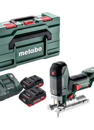 Sierra de calar a batería Metabo ST 18 LT 130 BL 18 V 130 mm sin escobillas + 2x batería LiHD 4,0 Ah + cargador + Metabox