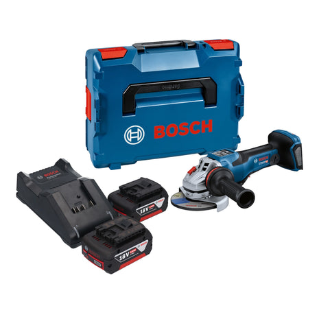 Bosch GWS 18V-15 PSC Smerigliatrice angolare professionale a batteria 18 V 125 mm BITURBO Brushless + 2x batteria ricaricabile 5,0 Ah + caricatore + L-Boxx