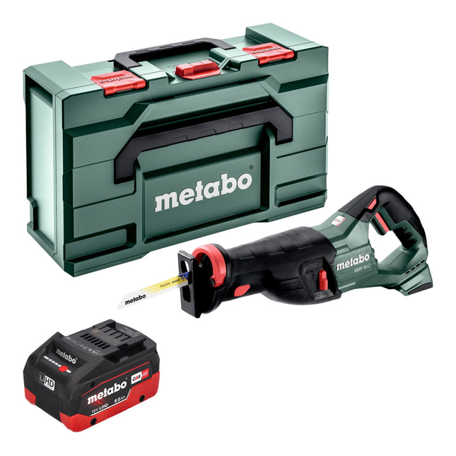 Metabo SSEP 18 LT sega alternativa a batteria 18 V 32 mm + 1x batteria LiHD 8,0 Ah + metabox - senza caricabatterie