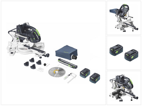 Festool KSC 60 EB-Basic KAPEX Akku Kapp Zugsäge 18 V / 36 V 216 mm Brushless + 2x Akku 5,0 Ah - ohne Ladegerät