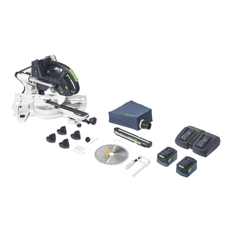 Sierra tronzadora de batería Festool KSC 60 EB-Basic KAPEX 18 V / 36 V 216 mm sin escobillas + 2 baterías 5,0 Ah + cargador doble