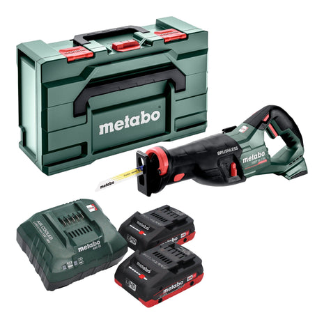 Metabo SSEP 18 LT BL Akku Säbelsäge 18 V 32 mm Brushless + 2x LiHD Akku 4,0 Ah + Ladegerät + Metabox