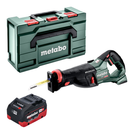 Sierra sable de batería Metabo SSEP 18 LT BL 18 V 32 mm sin escobillas + 1x batería LiHD 5,5 Ah + Metabox - sin cargador