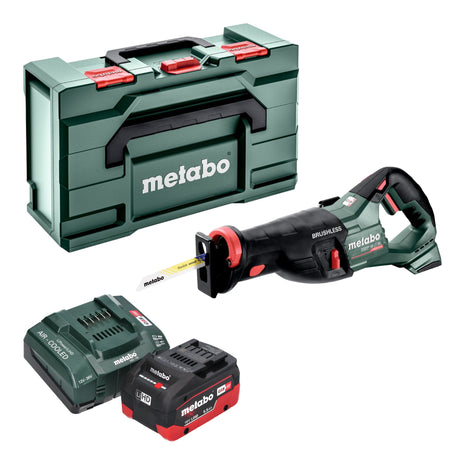 Sierra sable a batería Metabo SSEP 18 LT BL 18 V 32 mm sin escobillas + 1x batería LiHD 5,5 Ah + cargador + Metabox