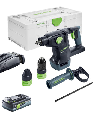 Festool KHC 18 EB-Basic Akku Kombihammer 18 V 2,6 J SDS-Plus Brushless + 1x Akku 4,0 Ah + Schnellladegerät + Systainer