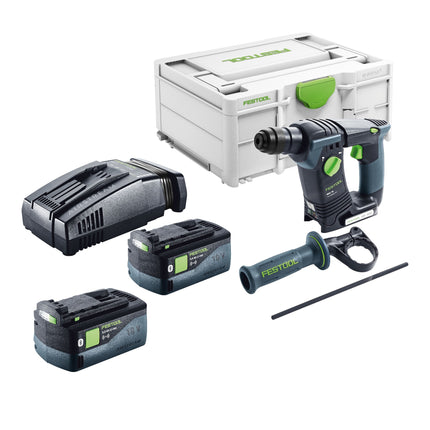 Trapano a percussione a batteria Festool BHC 18-Basic 18 V 1,8 J SDS Plus Brushless + 2x batteria ricaricabile 5,0 Ah + caricatore rapido + systainer