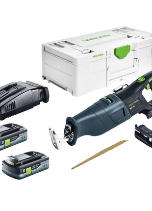 Festool RSC 18 EB-Basic akumulatorowa pilarka szablasta 18 V bezszczotkowa + 2x akumulator 4,0 Ah + szybka ładowarka + Systainer