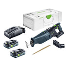 Festool RSC 18 EB-Basic akumulatorowa pilarka szablasta 18 V bezszczotkowa + 2x akumulator 4,0 Ah + szybka ładowarka + Systainer