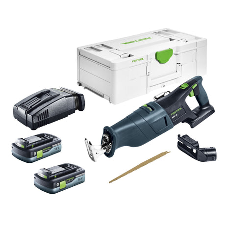 Festool RSC 18 EB-Basic akumulatorowa pilarka szablasta 18 V bezszczotkowa + 2x akumulator 4,0 Ah + szybka ładowarka + Systainer