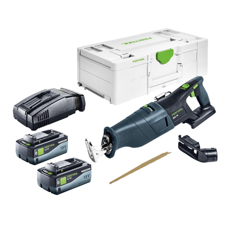 Festool RSC 18 EB-Basic akumulatorowa pilarka szablasta 18 V bezszczotkowa + 2x akumulator 8,0 Ah + szybka ładowarka + Systainer