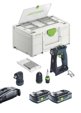 Festool CXS 18-Basic-Set Akku Bohrschrauber 18 V 40 Nm Brushless + 2x Akku 4,0 Ah + Schnellladegerät + Systainer