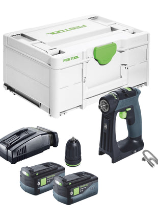 Festool CXS 18-Basic taladro atornillador a batería 18 V 40 Nm sin escobillas + 2 baterías 5,0 Ah + cargador rápido + systainer