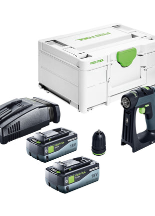 Festool CXS 18-Basic taladro atornillador a batería 18 V 40 Nm sin escobillas + 2x baterías 8,0 Ah + cargador rápido + systainer