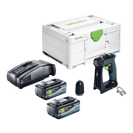 Trapano avvitatore a batteria Festool CXS 18 Basic 18 V 40 Nm brushless + 2x batteria ricaricabile 8,0 Ah + caricatore rapido + systainer