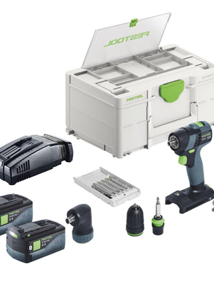 Festool TXS 18-Juego básico taladro atornillador inalámbrico 18 V 40 Nm sin escobillas + 2 baterías 5,0 Ah + cargador rápido + systainer