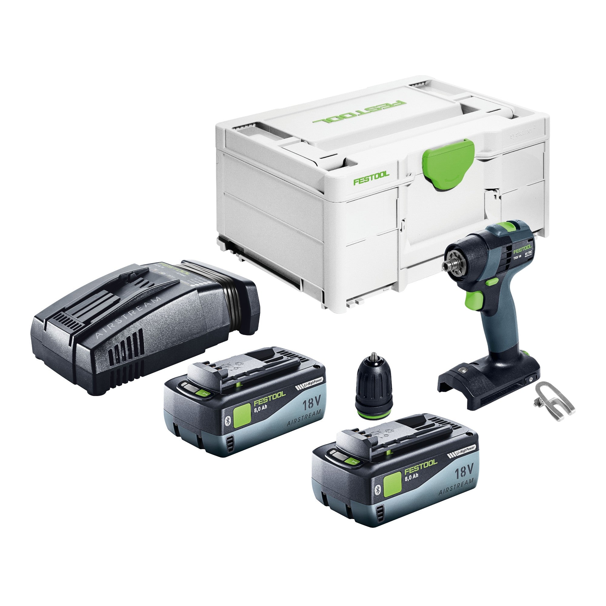 Festool TXS 18 Basic Akku Bohrschrauber 18 V 40 Nm Brushless 2x Akku 8 0 Ah Schnellladegeraet Systainer 0 - toolbrothers