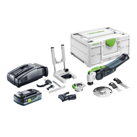 Festool VECTURO OSC 18 E-Basic Set Oscillateur sans fil 18 V Starlock Max Brushless + 1x batterie 4,0 Ah + chargeur rapide + Systainer