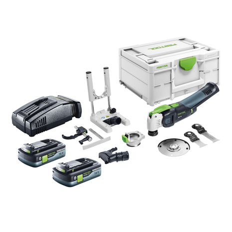 Festool VECTURO OSC 18 E-Basic Set Oscillateur sans fil 18 V Starlock Max Brushless + 2x batterie 4,0 Ah + chargeur rapide + Systainer