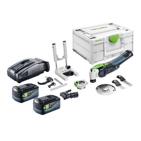 Festool VECTURO OSC 18 E-Basic Set Oscillateur sans fil 18 V Starlock Max Brushless + 2x batterie 5,0 Ah + chargeur rapide + Systainer