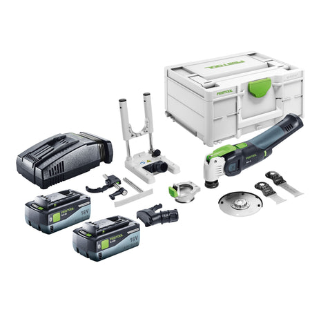 Festool VECTURO OSC 18 E-Basic Set akumulatorowe narzędzie oscylacyjne 18 V Starlock Max Brushless + 2x akumulator 8,0 Ah + szybka ładowarka + systainer