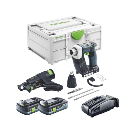 Festool DURADRIVE DWC 18-4500 Atornillador de construcción básico a batería 18 V 14 Nm sin escobillas + 2x batería 4,0 Ah + cargador rápido + systainer