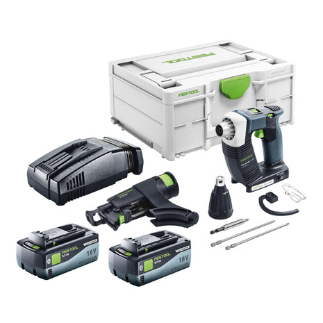 Festool DURADRIVE DWC 18-4500 Basic akumulatorowa wkrętarka budowlana 18 V 14 Nm bezszczotkowa + 2x akumulator 8,0 Ah + szybka ładowarka + systainer