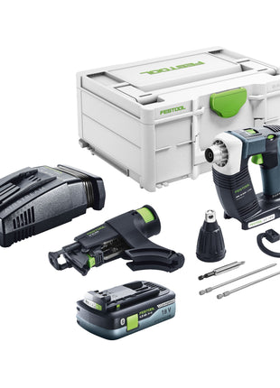 Festool DURADRIVE DWC 18-2500 Atornillador de construcción básico a batería 18 V 18 Nm sin escobillas + 1x batería 4,0 Ah + cargador rápido + systainer