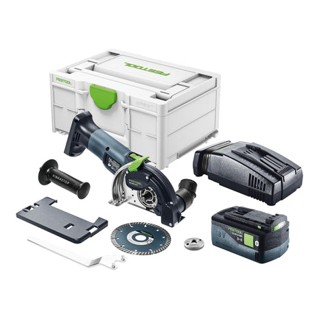 Festool DSC-AGC 18-125 FH EB-Basic sistema de separación de batería a mano alzada 18 V 125 mm sin escobillas + 1x batería 5,0 Ah + cargador rápido + systainer