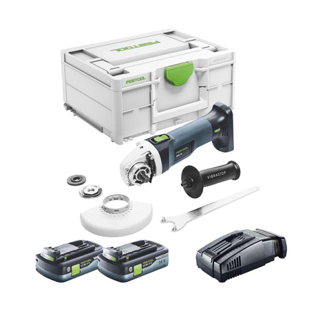 Festool AGC 18-125 EB-Basic cordless angle grinder 18 V 125 mm brushless + 2x battery 4.0 Ah + quick charger + systainer