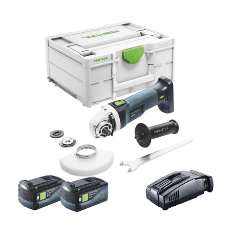 Smerigliatrice angolare a batteria Festool AGC 18-125 EB-Basic 18 V 125 mm brushless + 2x batteria ricaricabile 5,0 Ah + caricatore rapido + systainer