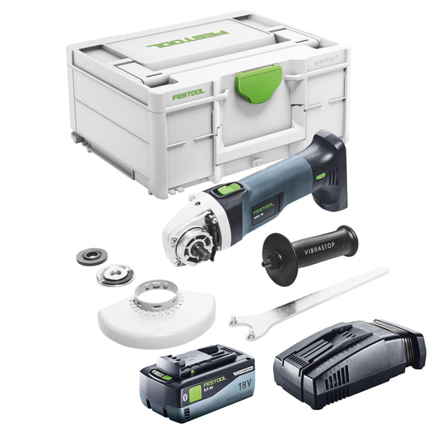 Smerigliatrice angolare a batteria Festool AGC 18-125 Basic 18 V 125 mm brushless + 1x batteria ricaricabile 8,0 Ah + caricatore rapido + systainer