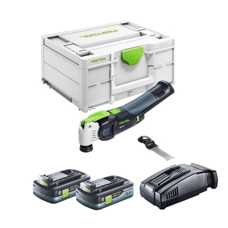 Festool VECTURO OSC 18 E-Basic Oscillateur sans fil 18 V Starlock Max Brushless + 2x batterie 4,0 Ah + chargeur rapide + Systainer