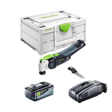 Oscilador de batería Festool VECTURO OSC 18 E-Basic 18 V Starlock Max Brushless + 1x batería 8,0 Ah + cargador rápido + systainer