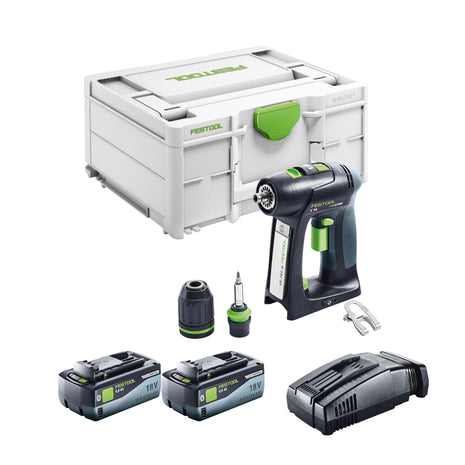 Festool C 18 Basic Perceuse-visseuse sans fil 18 V 45 Nm Brushless + 2x batterie 8,0 Ah + chargeur rapide + Systainer