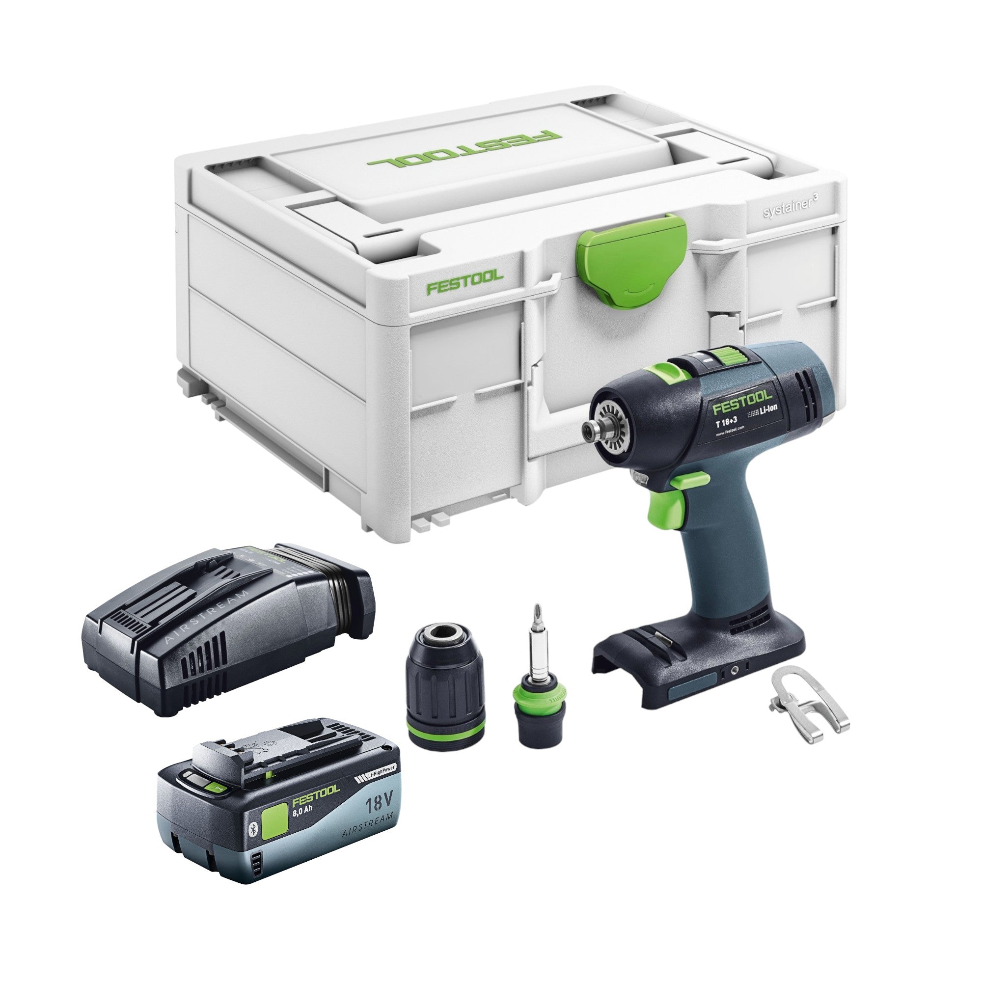 Festool T 18 3 Basic Akku Bohrschrauber 18 V 50 Nm Brushless 1x Akku 8 0 Ah Schnellladegeraet Systainer 0 - toolbrothers