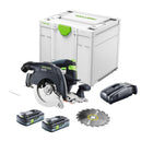 Festool HKC 55 EB-Basic Akku Handkreissäge 18 V 160 mm Brushless + 2x Akku 4,0 Ah + Schnellladegerät + Systainer