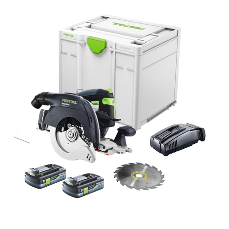 Sierra circular de mano Festool HKC 55 EB-Basic sin escobillas 18 V 160 mm + 2 baterías 4,0 Ah + cargador rápido + Systainer