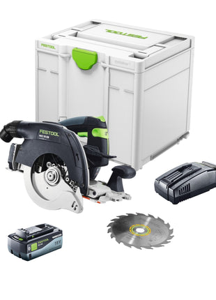 Festool HKC 55 EB-Basic akumulatorowa pilarka tarczowa 18 V 160 mm bezszczotkowa + 1x akumulator 8,0 Ah + szybka ładowarka + Systainer