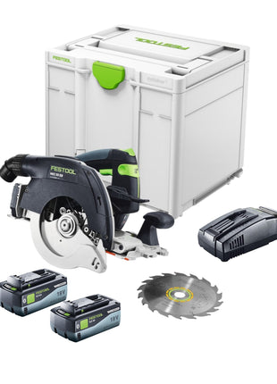 Festool HKC 55 EB-Basic akumulatorowa pilarka tarczowa 18 V 160 mm bezszczotkowa + 2x akumulator 8,0 Ah + szybka ładowarka + systainer