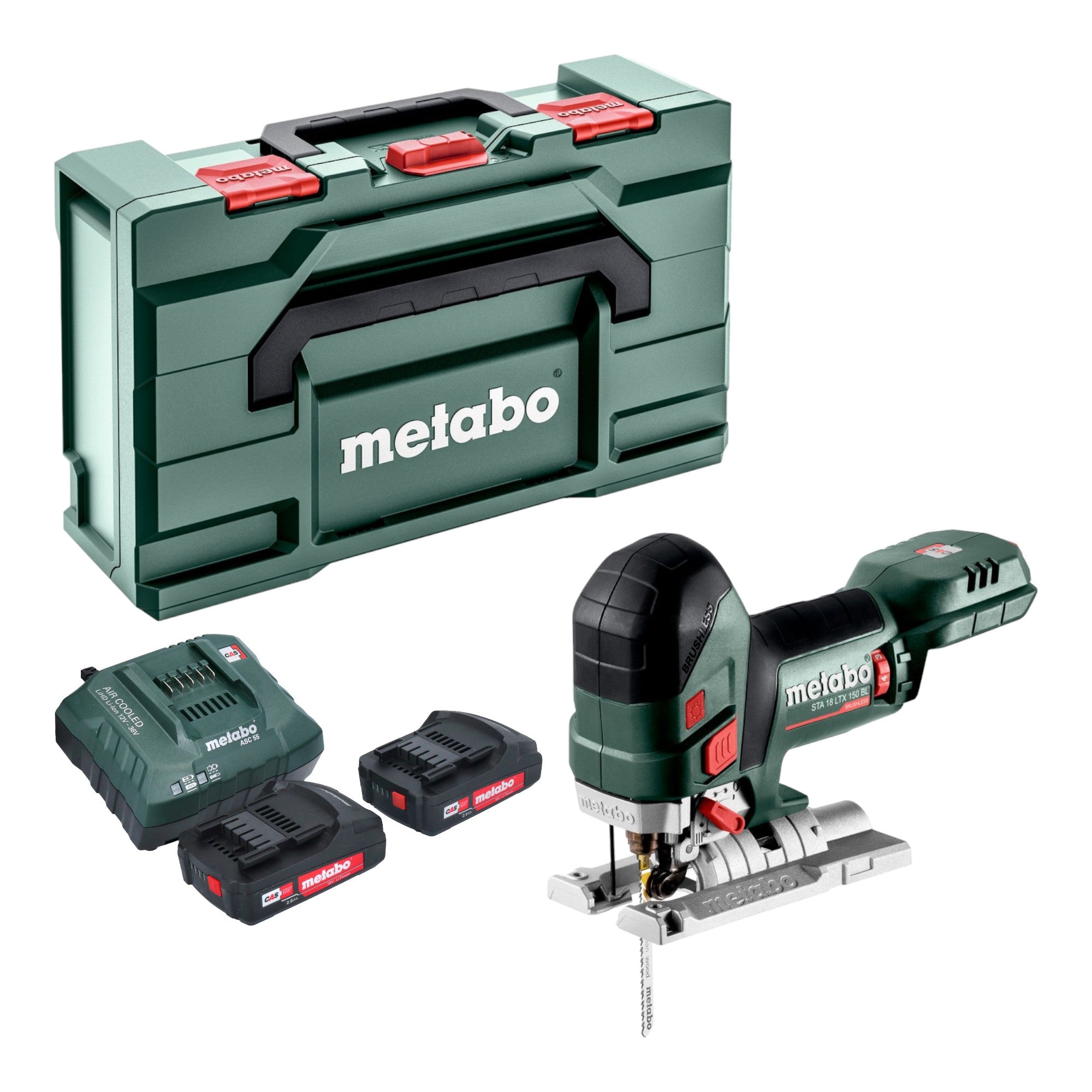 Metabo STA 18 LTX 150 BL Akku Stichsaege 18 V 150 mm Brushless 2x Akku 2 0 Ah Ladegeraet Metabox 0 - toolbrothers