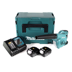 Makita DUB 182 RGJ 18 V Li-Ion Akku Gebläse im Makpac + 2 x 6,0 Ah Akku + Ladegerät - Toolbrothers