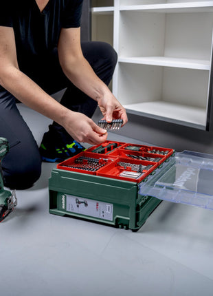 Metabo SB 18 L Set akumulatorowa wiertarko-wkrętarka udarowa 18 V 50 Nm ( 602317710 ) + 2x akumulator 2,0 Ah + ładowarka + 78-częściowy warsztat mobilny + walizka