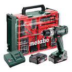 Metabo SB 18 L Set akumulatorowa wiertarko-wkrętarka udarowa 18 V 50 Nm ( 602317710 ) + 2x akumulator 2,0 Ah + ładowarka + 78-częściowy warsztat mobilny + walizka