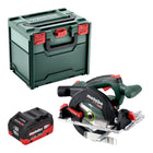 Sega circolare a batteria Metabo KS 18 LTX 57 BL 18 V 57 mm + 1x batteria LiHD 10,0 Ah + metabox - senza caricabatterie
