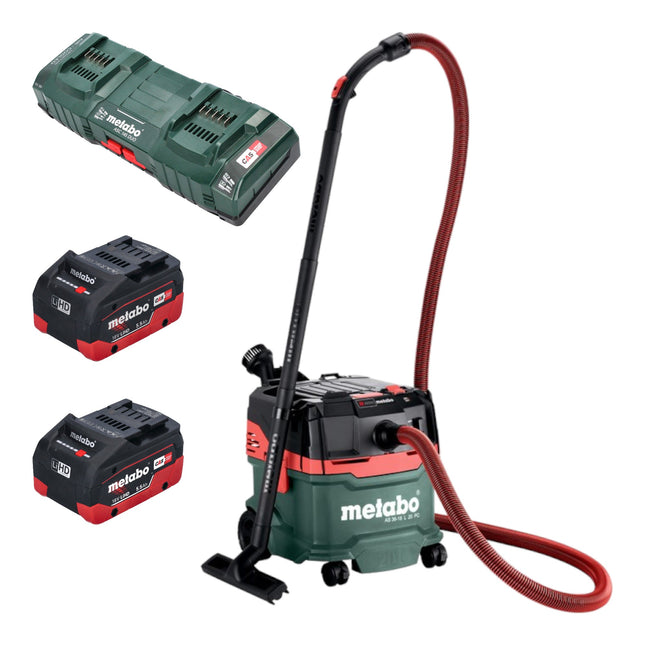 Metabo AS 36 18 L 20 PC aspirapolvere a secco/umido a batteria 36 V ( 2x 18 V ) 20 L + 2x batteria LiHD 5,5 Ah + doppio caricatore