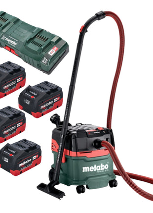 Metabo AS 36 18 L 20 PC Akku Nass Trocken Sauger 36 V ( 2x 18 V ) 20 L + 4x LiHD Akku 5,5 Ah + Doppelladegerät