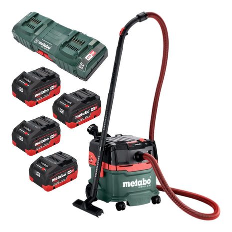 Metabo AS 36 18 L 20 PC Aspirateur eau et poussières sans fil 36 V ( 2x 18 V ) 20 L + 4x batterie LiHD 8,0 Ah + chargeur double