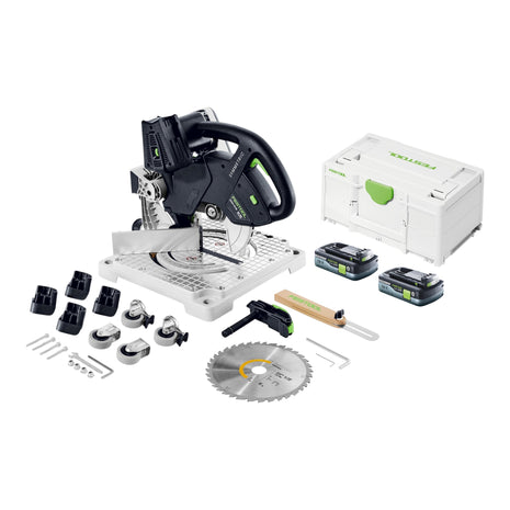 Festool SYMC 70 EB-Basic SYMMETRIC cordless moulding saw 36 V ( 2 x 18 V ) 216 mm + 2x rechargeable battery 4.0 Ah + Systainer - without charger